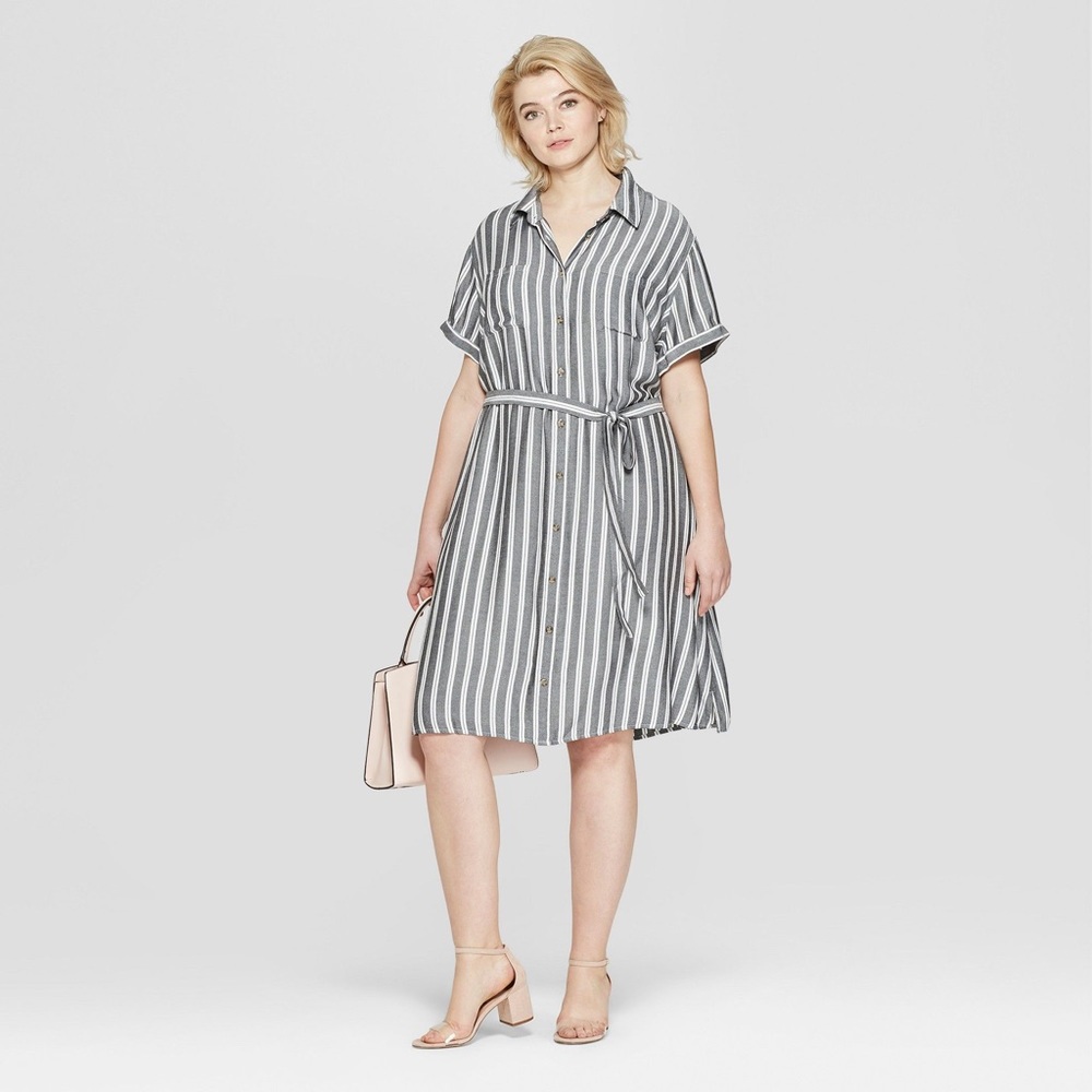 Target Ava & Viv Striped Button-Up Shirt Dress
